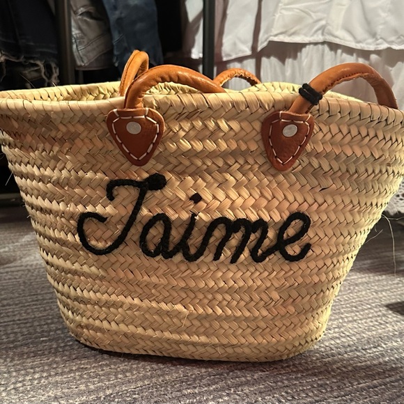 Bags Custom Straw And Leather Beach Bag Poshmark